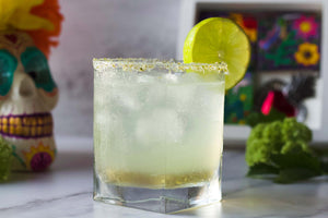 lime margarita with jalapeno lime salt rim perfect for summer time.